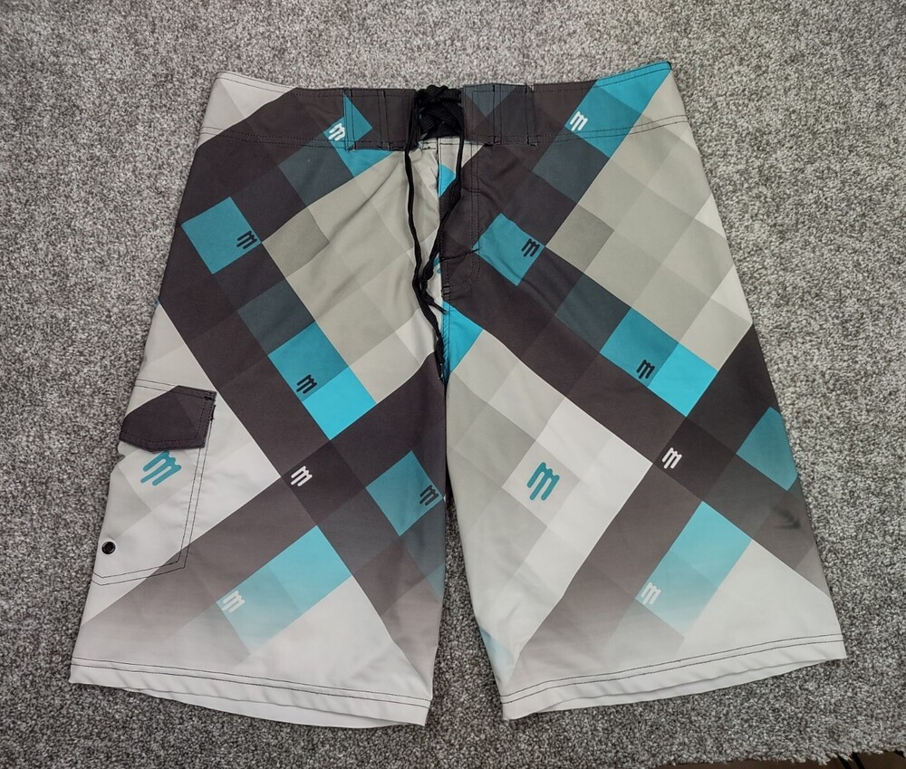 Brody Boardshorts Mens X-Large Black Gray Blue Hybrid Swim Surf Beach Bermuda